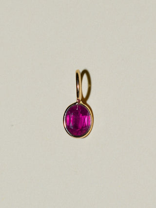 Perfect Ruby Oval Cut Charm in Yellow 14k Gold