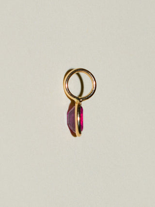 Perfect Ruby Oval Cut Charm in Yellow 14k Gold