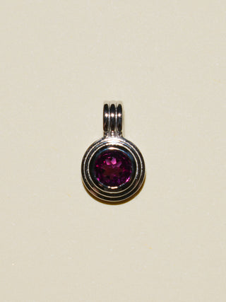 My Sisters Birthday Rhodolite Triple Round Cut Charm in White 14k Gold