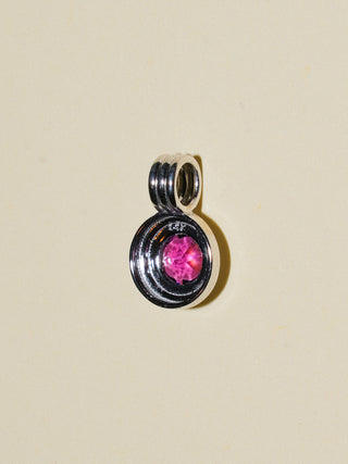 My Sisters Birthday Rhodolite Triple Round Cut Charm in White 14k Gold