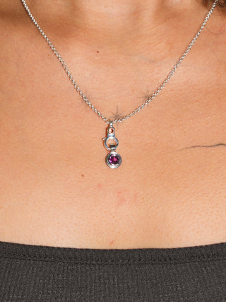 My Sisters Birthday Rhodolite Triple Round Cut Charm in White 14k Gold