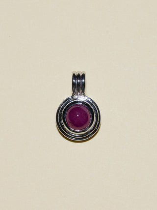 Hermaña Ruby Triple Round Cabochon Charm in White 14k Gold