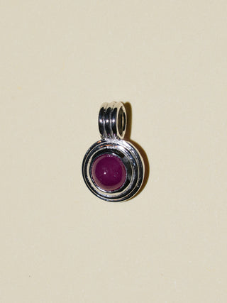 Hermaña Ruby Triple Round Cabochon Charm in White 14k Gold