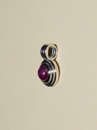 Hermaña Ruby Triple Round Cabochon Charm in White 14k Gold