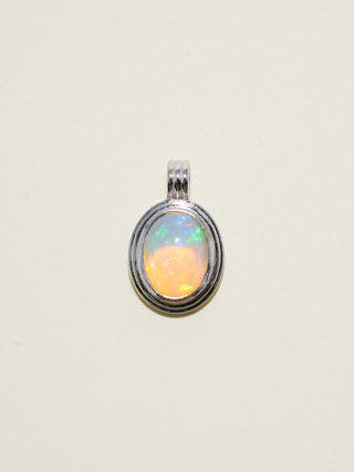 Perfectly Framed Opal Triple Oval Cabochon Charm in White 14k Gold