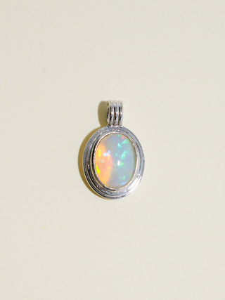 Perfectly Framed Opal Triple Oval Cabochon Charm in White 14k Gold