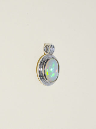 Perfectly Framed Opal Triple Oval Cabochon Charm in White 14k Gold