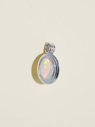 Perfectly Framed Opal Triple Oval Cabochon Charm in White 14k Gold
