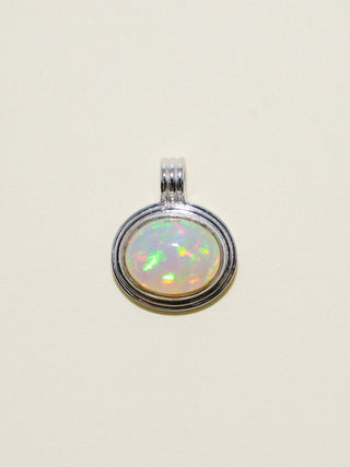 Cherished Moments With Those I Love Opal Triple East to West Oval Cabochon Charm in White 14k Gold