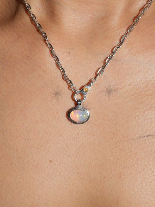 Sedona, Arizona Opal Triple East to West Oval Cabochon Charm in White 14k Gold