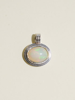 Your Aura Opal Triple East to West Oval Cabochon Charm in White 14k Gold