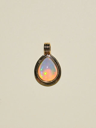 Drops from Heaven Opal Triple Teardrop Cabochon Charm in Yellow 14k Gold
