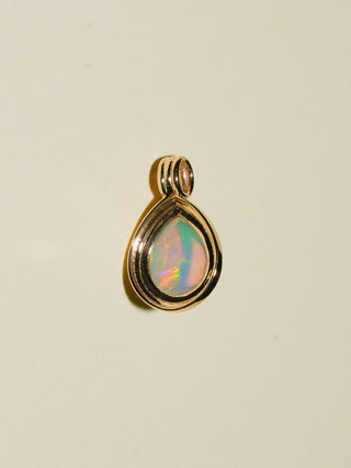 Drops from Heaven Opal Triple Teardrop Cabochon Charm in Yellow 14k Gold