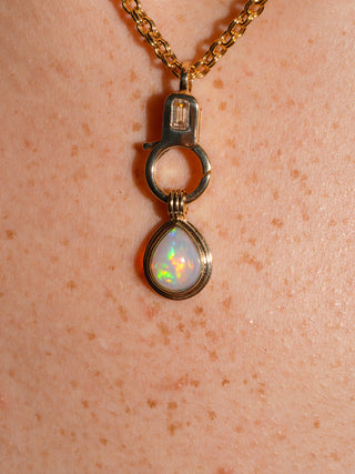 Drops from Heaven Opal Triple Teardrop Cabochon Charm in Yellow 14k Gold