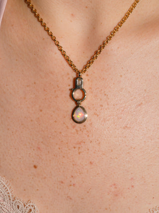 Drops from Heaven Opal Triple Teardrop Cabochon Charm in Yellow 14k Gold