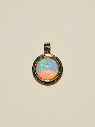 Mystical Magical Opal Triple Round Cabochon Charm in Yellow 14k Gold