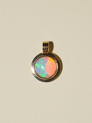 Mystical Magical Opal Triple Round Cabochon Charm in Yellow 14k Gold