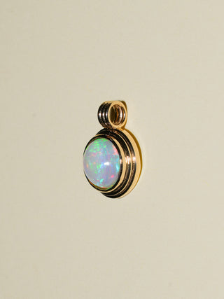 Mystical Magical Opal Triple Round Cabochon Charm in Yellow 14k Gold