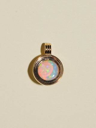 Mystical Magical Opal Triple Round Cabochon Charm in Yellow 14k Gold