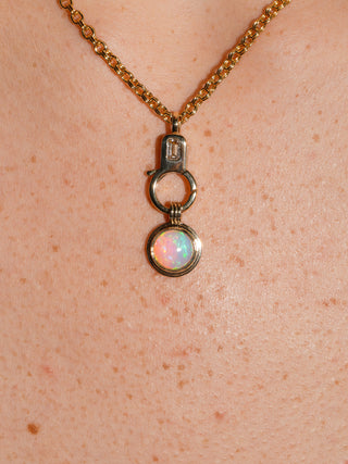Mystical Magical Opal Triple Round Cabochon Charm in Yellow 14k Gold