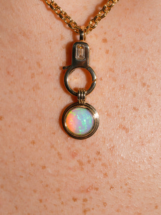 Mystical Magical Opal Triple Round Cabochon Charm in Yellow 14k Gold