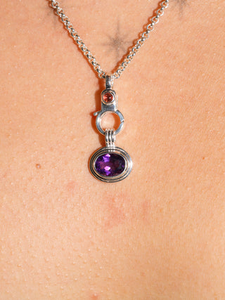 Feed me grapes Amethyst Triple East to West Oval Cut Charm in Sterling Silver