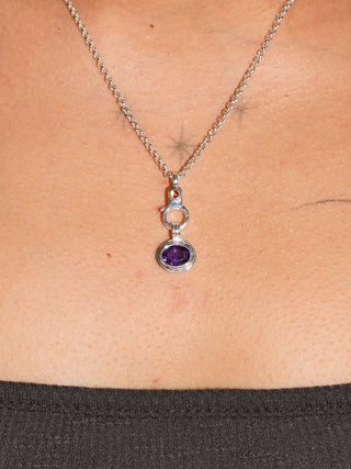 Feed me grapes Amethyst Triple East to West Oval Cut Charm in Sterling Silver