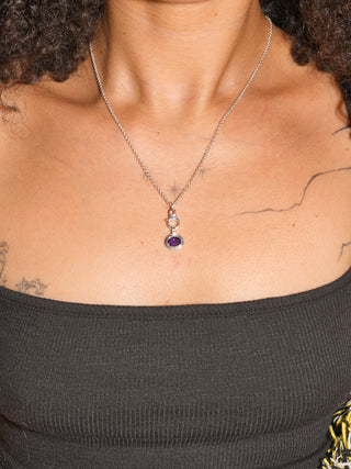 Feed me grapes Amethyst Triple East to West Oval Cut Charm in Sterling Silver
