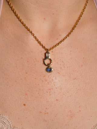 Indigo Dreams Kyanite Triple East to West Oval Cut Charm in Yellow 14k Gold