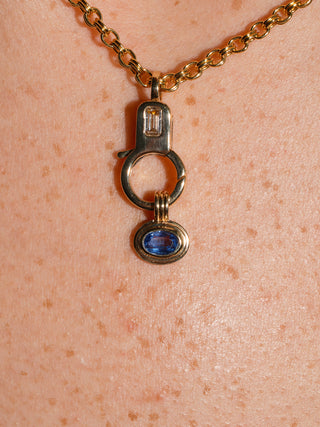 Indigo Dreams Kyanite Triple East to West Oval Cut Charm in Yellow 14k Gold