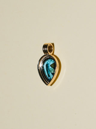 Twinkle Twinkle London Blue Topaz Triple Inverted Pear Charm in Yellow 14k Gold