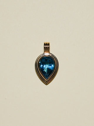 Twinkle Twinkle London Blue Topaz Triple Inverted Pear Charm in Yellow 14k Gold