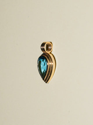 Twinkle Twinkle London Blue Topaz Triple Inverted Pear Charm in Yellow 14k Gold
