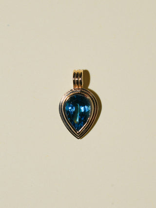 Twinkle Twinkle London Blue Topaz Triple Inverted Pear Charm in Yellow 14k Gold