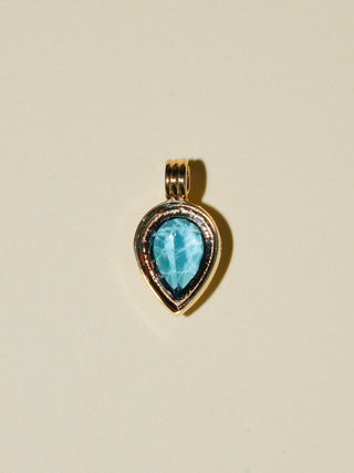 Twinkle Twinkle London Blue Topaz Triple Inverted Pear Charm in Yellow 14k Gold