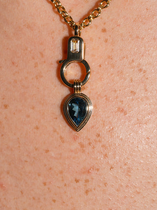 Twinkle Twinkle London Blue Topaz Triple Inverted Pear Charm in Yellow 14k Gold