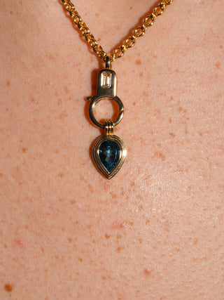 Twinkle Twinkle London Blue Topaz Triple Inverted Pear Charm in Yellow 14k Gold
