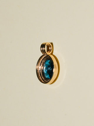Ocean Snooze London Blue Topaz Triple Oval Cut Charm in Yellow 14k Gold