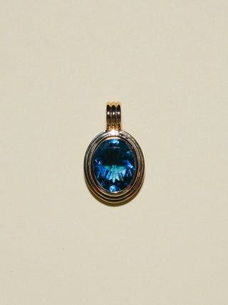 Ocean Snooze London Blue Topaz Triple Oval Cut Charm in Yellow 14k Gold