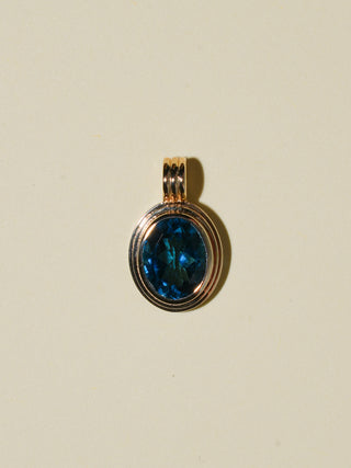 Ocean Snooze London Blue Topaz Triple Oval Cut Charm in Yellow 14k Gold