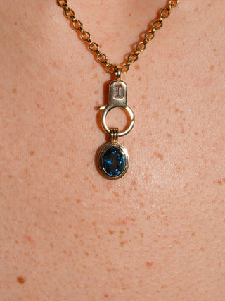 Ocean Snooze London Blue Topaz Triple Oval Cut Charm in Yellow 14k Gold