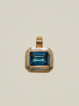 Misty Sea London Blue Topaz Triple East to West Emerald Cut Charm in Yellow 14k Gold