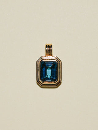 Royalty London Blue Topaz Triple Emerald Cut Charm in Yellow 14k Gold