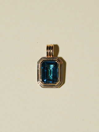 Royalty London Blue Topaz Triple Emerald Cut Charm in Yellow 14k Gold