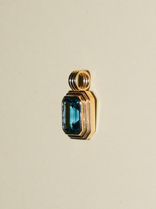 Royalty London Blue Topaz Triple Emerald Cut Charm in Yellow 14k Gold