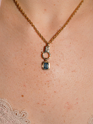 Royalty London Blue Topaz Triple Emerald Cut Charm in Yellow 14k Gold