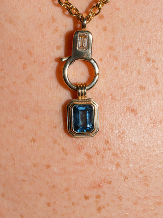 Royalty London Blue Topaz Triple Emerald Cut Charm in Yellow 14k Gold