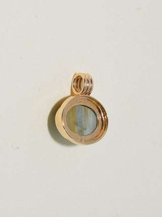 The Meow Catseye Triple East to West Oval Cabochon Charm in Yellow 14k Gold