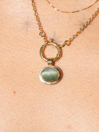The Meow Catseye Triple East to West Oval Cabochon Charm in Yellow 14k Gold