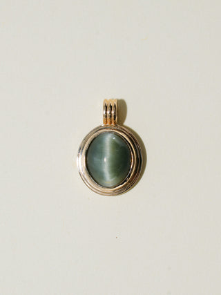 Clawed Up Catseye Triple Oval Cabochon Charm in Yellow 14k Gold
